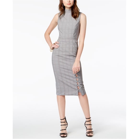 XOXO Womens Lace-Up Midi Dress, Grey, Large