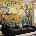 thumbnail image 6 of Multicolor Chinese Landscape Tapestry Wall Decor, Oriental Mountain Temple Art for Living Room, 6 of 6