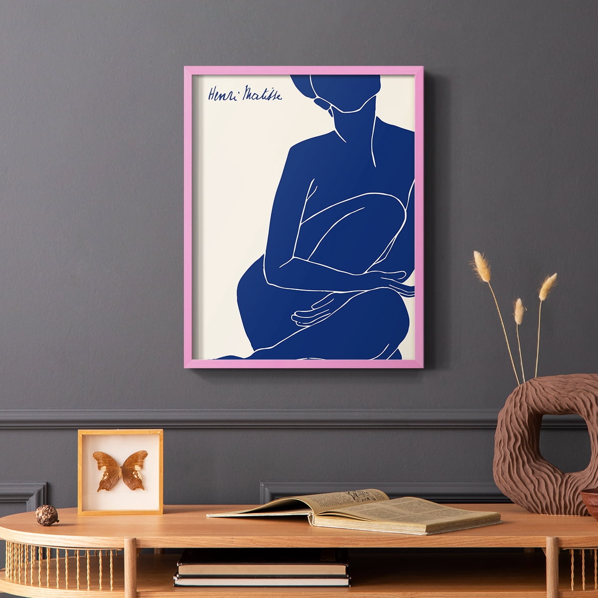 Matisse DI Framed Print in Pink Solid Wood Framed Print No Nail Hanging