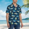 thumbnail image 3 of Honeii Cartoon Surfer Sharks Print Men’s Hawaiian Shirt,Classic Button-Down Short Sleeve Shirt, for Beach, Vacation, and Outdoor Activities,Small, 3 of 7