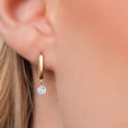 thumbnail image 3 of Gem Stone King 14K Yellow Gold Sky Blue Aquamarine Dangle Earrings for Women | 0.50 Cttw | Gemstone March Birthstone | Round 4MM, 3 of 6