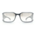 thumbnail image 5 of Womens Trendy Curved Wrap Around Rectangle Thick Temple Plastic Sunglasses Silver - Clear Mirror, 5 of 8