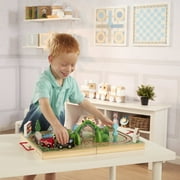 Melissa & Doug 17-Piece Wooden Take-Along Tabletop Railroad and Trains, for Kids and Toddlers 3+