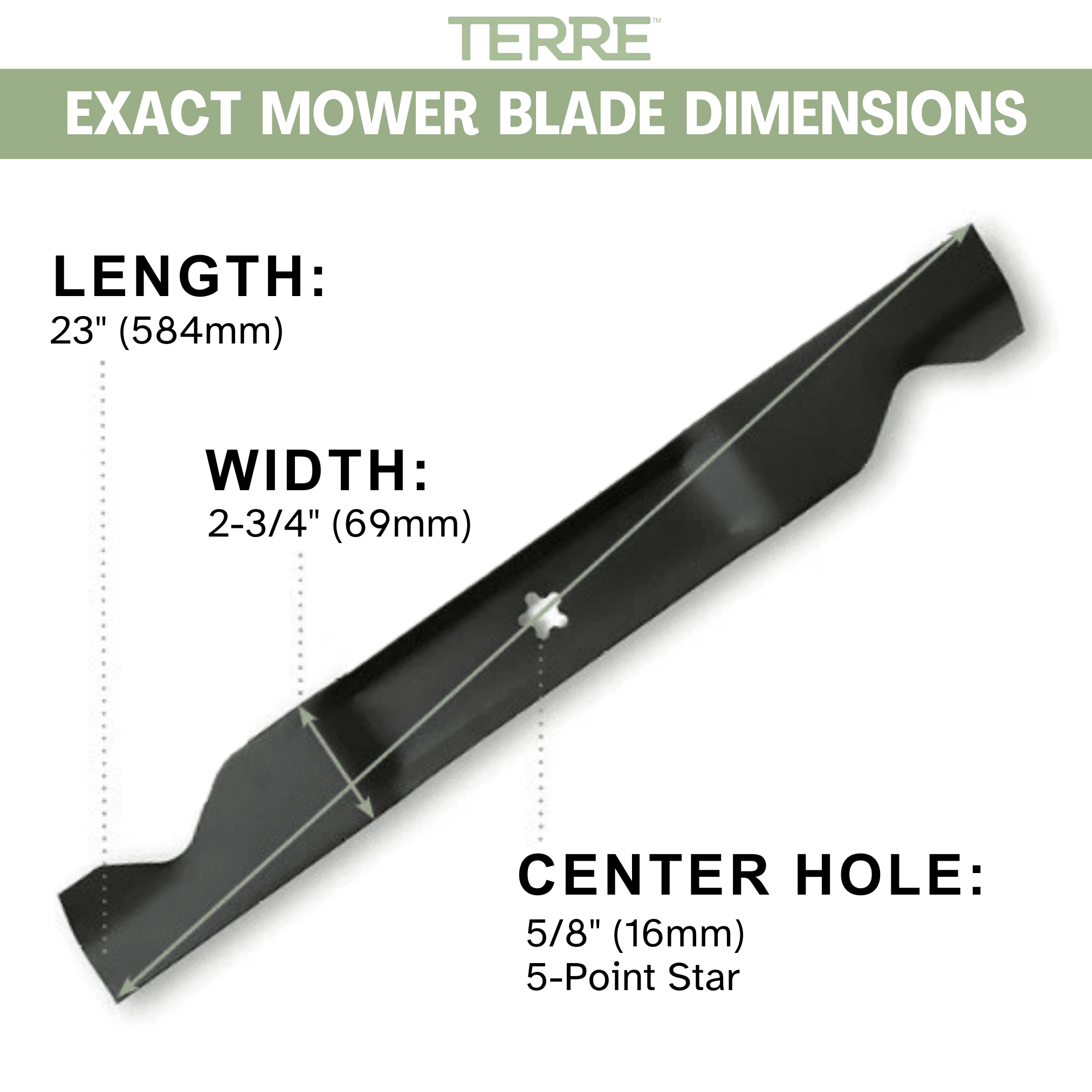 Terre Products 46-inch Mulching Lawn Mower Blades, 2-pack, for Craftsman, Husqvarna, Poulan, AYP