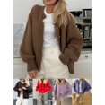 thumbnail image 4 of Gupgi Women Solid Color Knit Cardigan Long Sleeve Button Down Sweater Fuzzy Knit Tops Outerwear, 4 of 8
