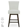 thumbnail image 3 of CHITA 26 in Upholstered Swivel Counter Bar Stools with Back&Wood Legs Set of 2, Faux Leather in White, 3 of 9