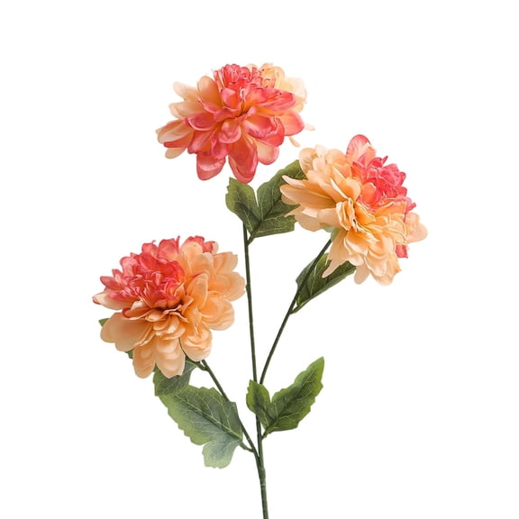 3 - Head Artificial Dahlia Silk Flowers, Living Room Decor, Dining Table Centerpiece, Wedding and Event Decor, Easy Care, Modern Indoor Accent,Orange