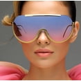 thumbnail image 3 of Oversized Sunglasses For Women Single Lens One Piece Pink Blue Lens Luxury Style, 3 of 9