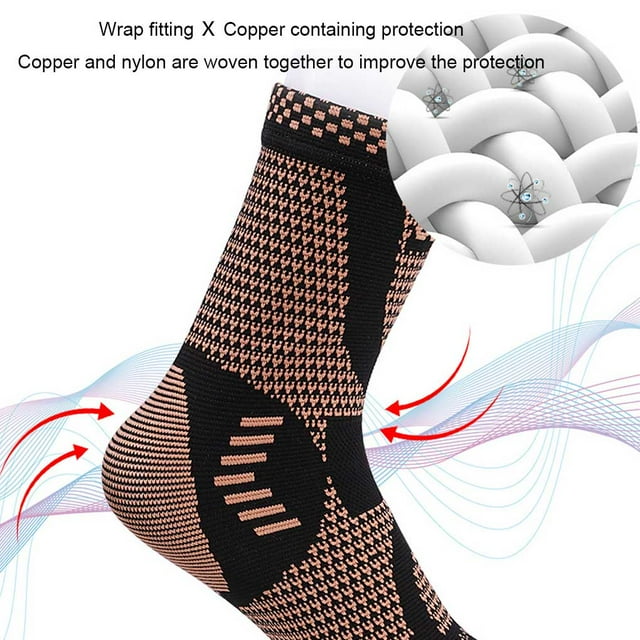 Ankles Brace Sweat-absorbing Nonslip Sports Sock Elastic Breathable Compression Protective Unisex Gym Injury Recovery Support Black Gray S
