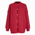 thumbnail image 4 of Towmus Fall Outfits for Women 2025 Fashion Clothes Winter Waffle Knit Clothing Oversized Button Down Shirt, 4 of 7