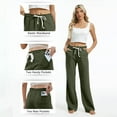 thumbnail image 5 of Pants for Women Solid Color Long Pants Summer Must Have Women's Drawstring Wide Leg Pants Soft Lounge Pants with Pockets Cozy Home Wear Lightweight Breathable Fabric Modern Comfort Clothing, 5 of 9