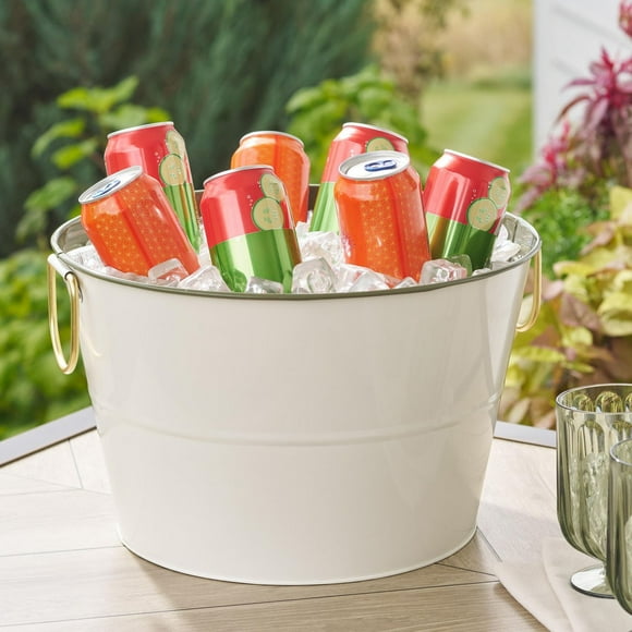 Better Homes & Gardens 2 Tone Color Galvanized Round Tub, 15 IN D, Round tub