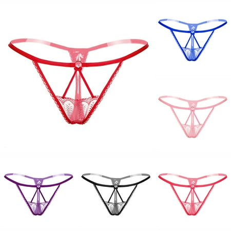 

Jiaroswwei Sexy Lace Strap G-String Hollow out Elastic Thong Underwear Women\ s Underpants