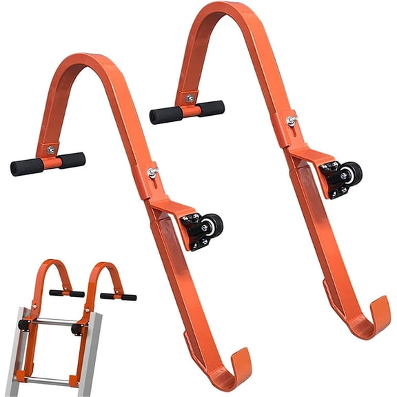 Roof Ladder Stabilizer, Roof Ridge Ladder Hook With Wheel, 2 Pcs Wall Ladder Standoff, Heavy Duty, Easy Use, 500 Lbs Load Capacity
