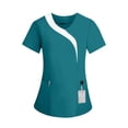 thumbnail image 5 of Gytharion Scrub Tops Women Fashion Color Block Working Scrubs for Women Casual Short Sleeve V Neck Nursing Tops with Pockets Comfy Classic Working Uniform, 5 of 8
