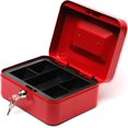 thumbnail image 3 of Pen+Gear Steel Cash Box with Key Lock, 7.87"W x 6.38"D x 3.5"H, Red, 3 of 5
