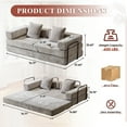 thumbnail image 3 of Timbernest 76.8" Folding Sofa Bed, King Size Convertible Sleeper Sofa with 2 Pillows, Chenille Floor Sofa for Living Room, Small Spaces, Light Gray, 3 of 14