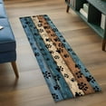 thumbnail image 4 of Navy Blue Paws 2x6 Kitchen Runner Rug, Farmhouse Vintage Modern Blue Brown Wood Non-Skid Rubber Backing Large Rectangle Rugs - Living Room Bedroom Home Office, Indoor Floor Mat Carpets Washable Rug, 4 of 9