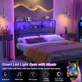 thumbnail image 6 of Homieasy Headboard for Full Size Bed with Storage, Headboards with Outlets, USB Ports and LED Light, King Size Head Board Only, Height Adjustable, Reversible, Sturdy and Stable Headboard, Black Oak, 6 of 7