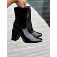 thumbnail image 6 of Cape Robbin Victory Black Vegan Square Toe Chunky Block High Heel Ankle Booties (BLACK, 6.5), 6 of 7