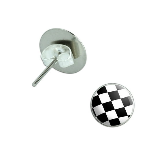 Checkered Flag Pierced Stud Earrings