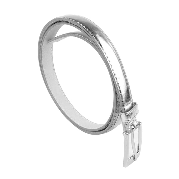 belle donne - women's leather skinny hip or waist dress belt -silver-xl