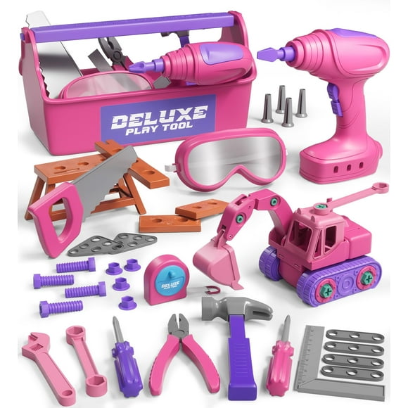 Juego de herramientas para niños Lehoo Castle Electric Drill Pink para 3-5 años