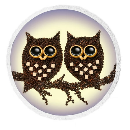 Gckg Animal Beach Towel Funny Coffee Owl Sitting Branch At Night Gckg Animal Beach Towel Funny Coffee Owl Sitting Branch At Night Blanket