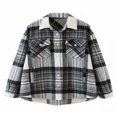 thumbnail image 1 of CNKOO Women Plaid Button Down Jacket Long Sleeve Loose Coat Lapel Outwear with Pocket, 1 of 6