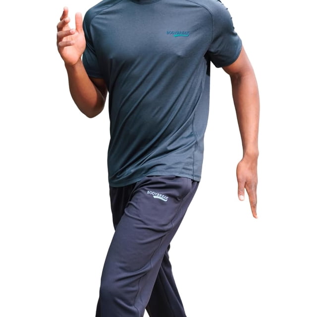 Body Break Men's Joggers – Athletic Track Pants with Pockets, Quick Dry Performance Sweatpants, L