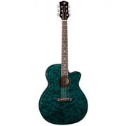 Luna Gypsy Quilt Ash Teal Acoustic/Electric Guitar