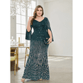 thumbnail image 3 of AURA Plus Size Sequin Round Neck Evening Gown Long Sleeve Elegant Slim Fit Formal Party Maxi Dress, 3 of 6