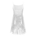 thumbnail image 3 of Sequin Dress For Women, Spaghetti Strap Homecoming Dresses Sexy Back Cross Tie Ruffle Mini Party Dress Long Black Women Pink Sweater Dress Formal 2025 Semi Dresses Midi Dresses (M, White) ZMTing, 3 of 4