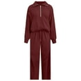 thumbnail image 3 of YDFCWXW Lounge Sets for Women 2025 Half Zip Sweatshirt And Wide Leg Sweatpant 2 Piece Outfits Sweatsuit Tracksuit Winter Clothes (Red, M), 3 of 3