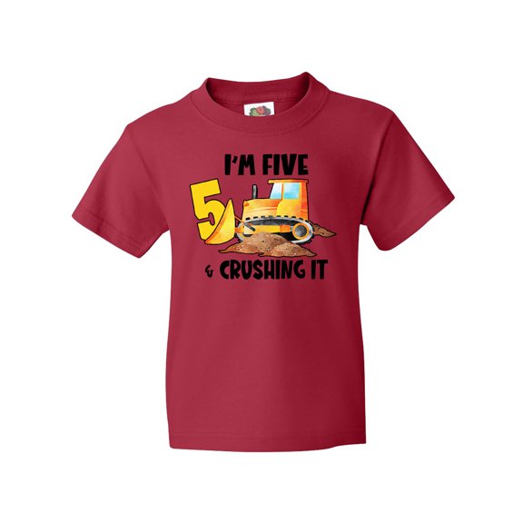 Inktastic I'm 5 and Crushing It Construction 5th Birthday Youth T-Shirt