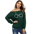 thumbnail image 3 of Purcoar Women's Sweatshirt Glasses Long Sleeve Tops, 3 of 5