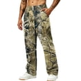 thumbnail image 2 of LTTVQM Men's Realtree Leaf Camo Wide Leg Pants Loose Thigh Tree Camo Loose Thigh Fit Drawstring Waist Casual Outdoor Full Length Pants Brown S, 2 of 7