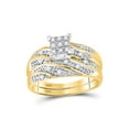 thumbnail image 2 of 14kt Yellow Gold His Hers Round Diamond Square Matching Wedding Set 1/3 Cttw, 2 of 5