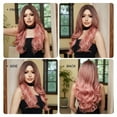 thumbnail image 5 of Pink Wig Long Curly Ombre Pink Wig with Bangs Heat Resistant Synethetic Fiber Wig, 5 of 7