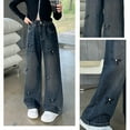 thumbnail image 4 of Baggy Pants for Girls Cute Bow High Waisted Wide Leg Pants Streetwear Casual Straight Leg Trousers with Pockets Size 5-15, 4 of 8