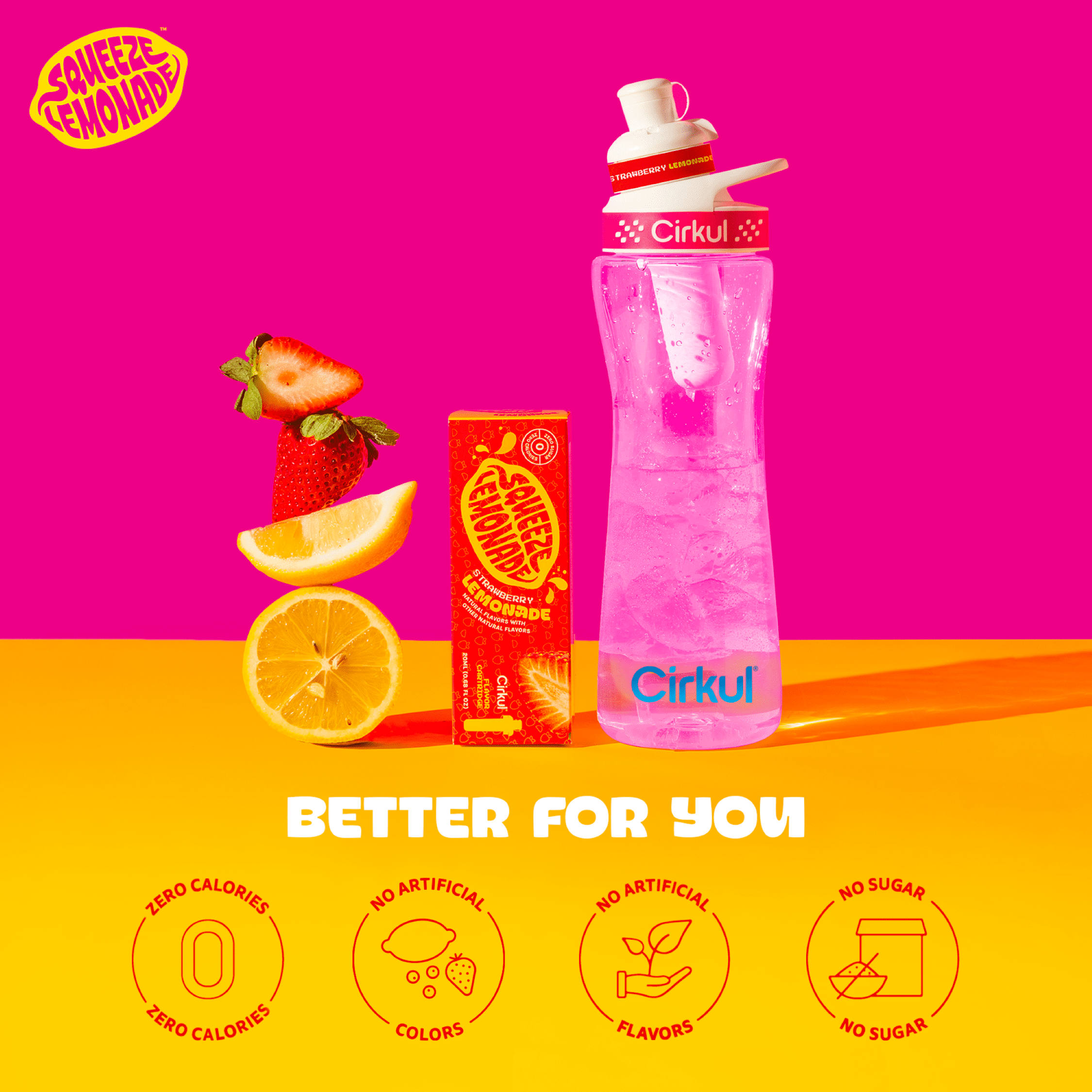 (2 pack) Cirkul Squeeze Strawberry Lemonade Flavor Cartridge, Drink Mix, 1-Pack