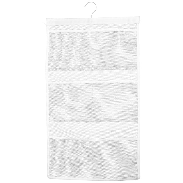 GOOHOCHY Bolsa organizadora de malla colgante para baño y ducha, con 6 bolsillos (blanca)