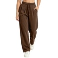 thumbnail image 2 of Zysthvn High Waist Sweatpants for Women Fall Wide Leg Lightweight Casual Womens Tall Pants Solid with Pockets Elastic Waist Drawstring Trousers, 2 of 5