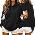 thumbnail image 2 of Women's Fall Hoodies Floral Ghost Pumpkin Graphic Print Sweatshirts Long Sleeve Oversized Pullover Hooded Tops Casual Autumn Relaxed Fit Clothes, 2 of 6