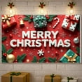 thumbnail image 3 of Red Theme Christmas Banner Festive Merry Christmas Banner Snowflake Design Gift Pattern Holiday Banner for Christmas Party Holiday Celebration Indoor Decoration, 3 of 9