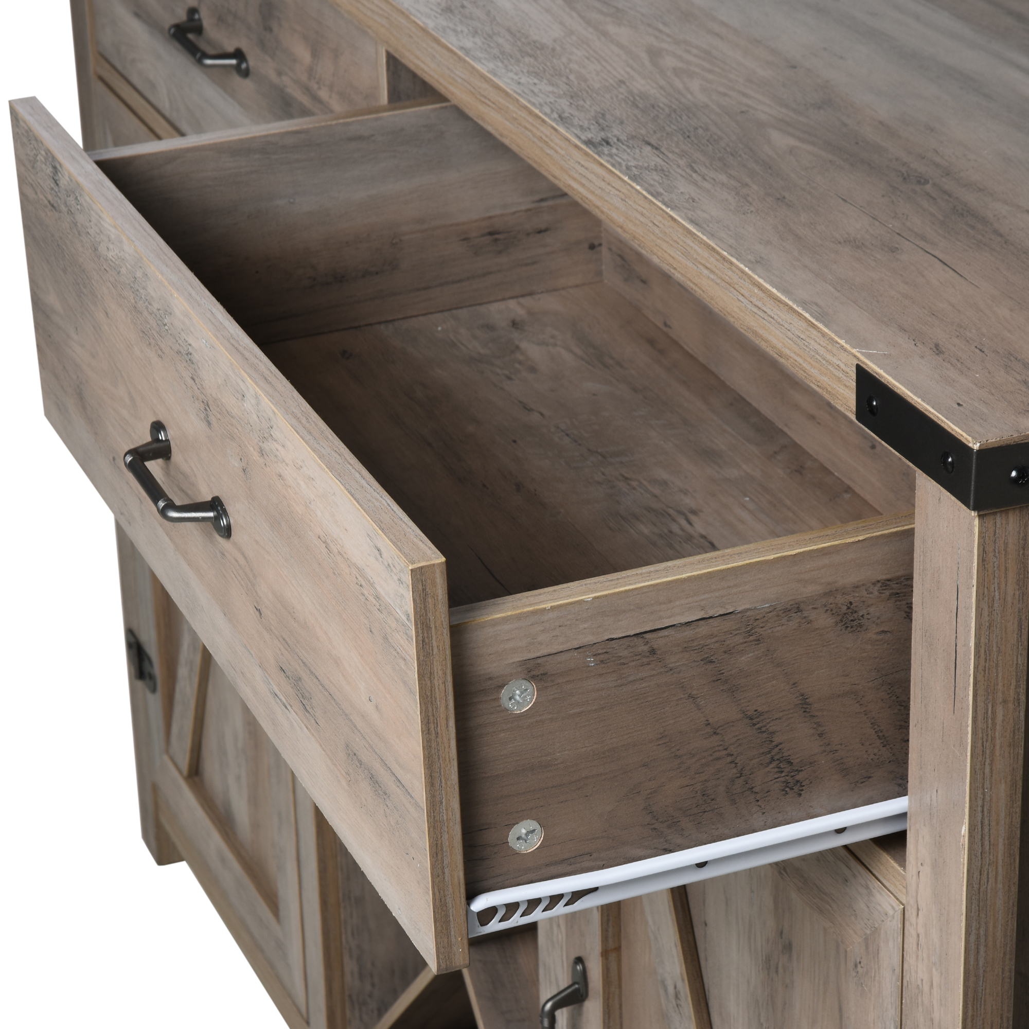 Cabinets Homcom Wooden Retro Farmhouse Sideboard Storage Buffet Cabinet With 2 Large Drawers X Shaped Wine Rack Home Kitchen Buffets Sideboards