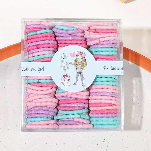 WTXUE Elastic Rubber Bands for Hair 1 Pack Fascinators 100 Pcs Girls Colorfull Elastic Hair Bands Kids Ponytail Rubber Accessories | Color K