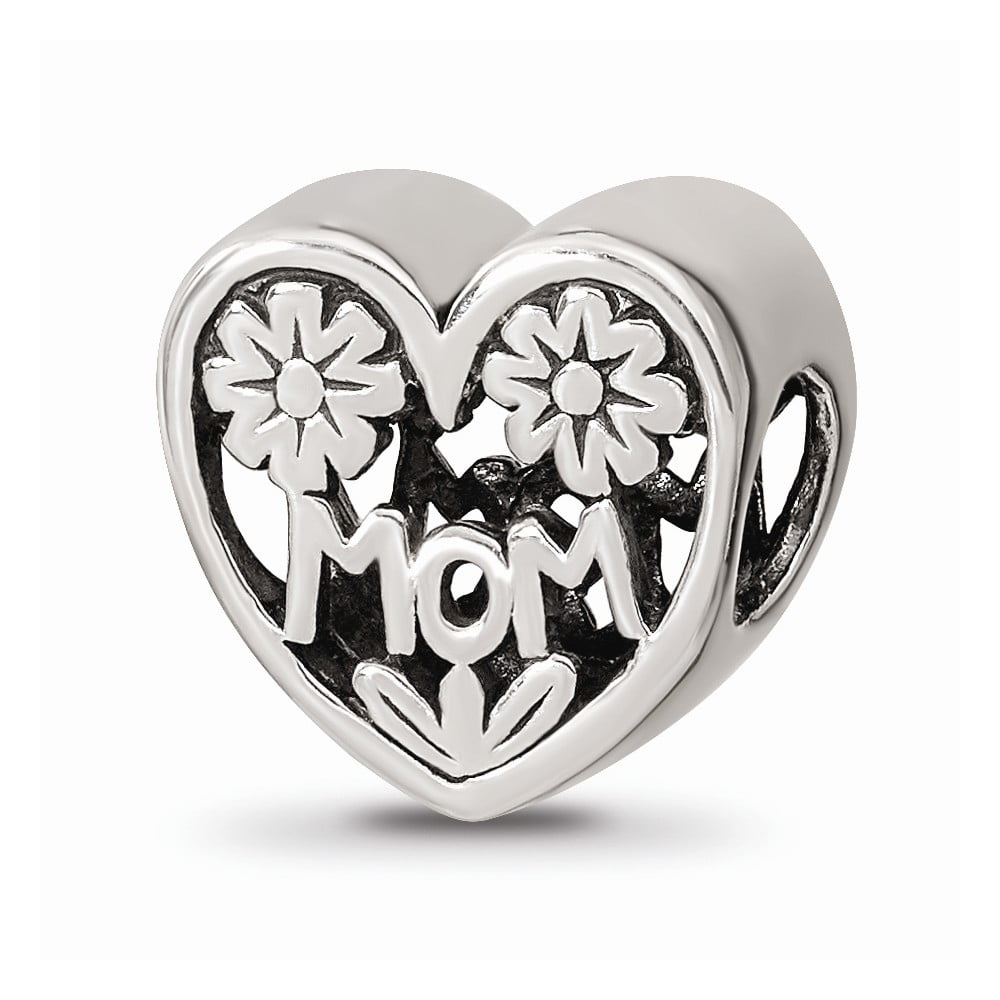 FB Jewels Solid 925 Sterling Silver Reflections Mom Heart Bead