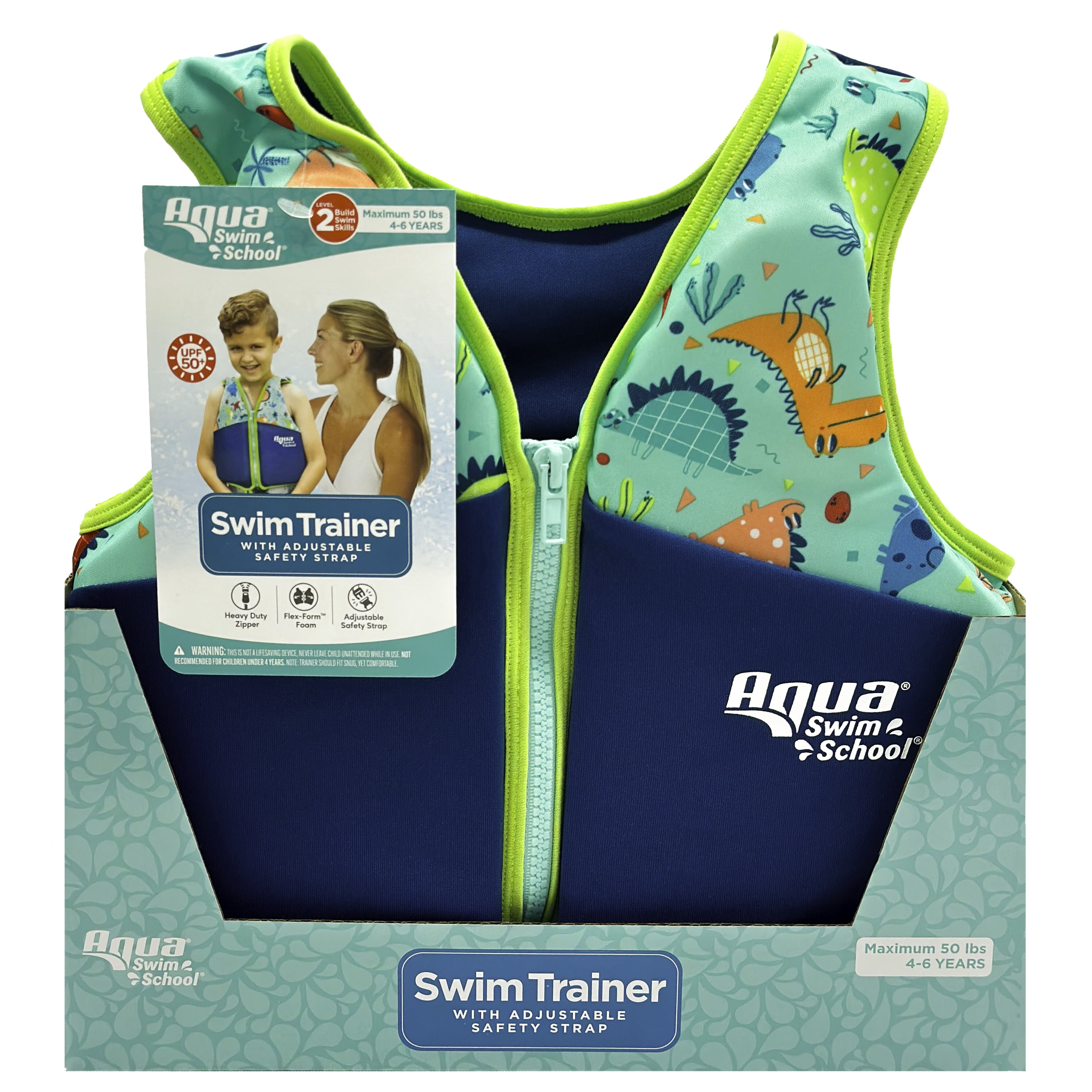(2 pack) Swim School Blue Youth Sharks and Octopus Swim Training Vest, Size Medium-Large, Ages 4-6 Years