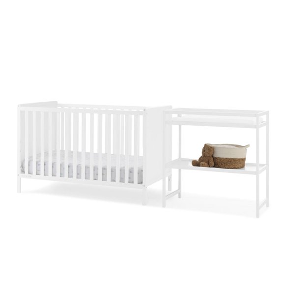 Delta Children Ruby Ensemble 6-en-1 de Lit de Bébé Convertible et de Table à Langer - Greenguard Gold Certified, Bianca White